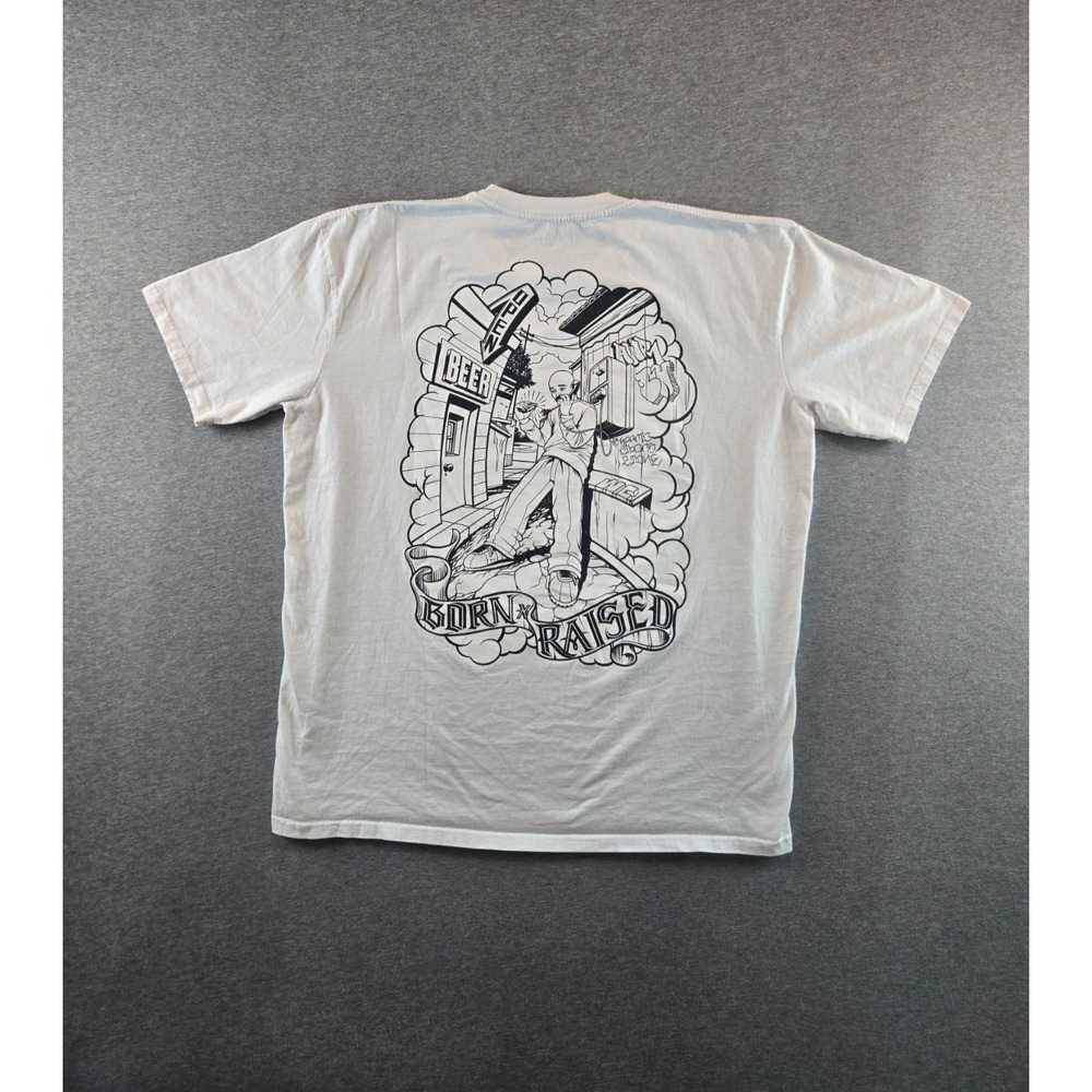 Born x Raised Mr Cartoon T Shirt Mens 3XL White Hell‎ On Wheels Streetwear Tee